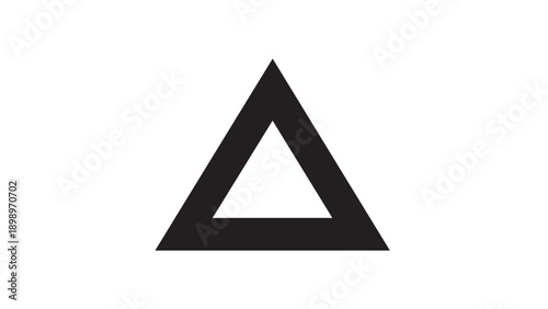 Minimal black triangle outline symbol with hollow center on white background.