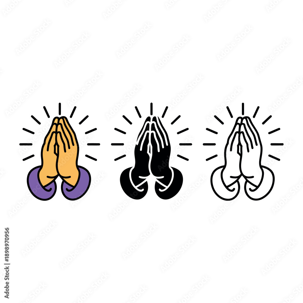 Fototapeta premium Praying hands illustration set