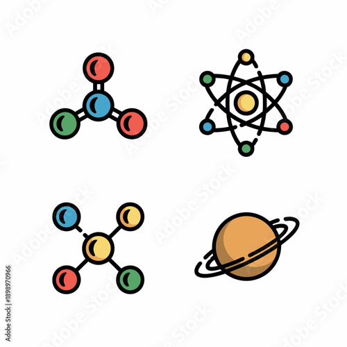 Molecular and atomic structure illustration set