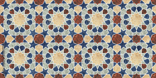 Long pattern morocco seamless marble texture pattern colorful Design Pattern traditional Arabic Islamic background mosque decoration element.