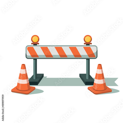 Road blocked by orange and white barricade