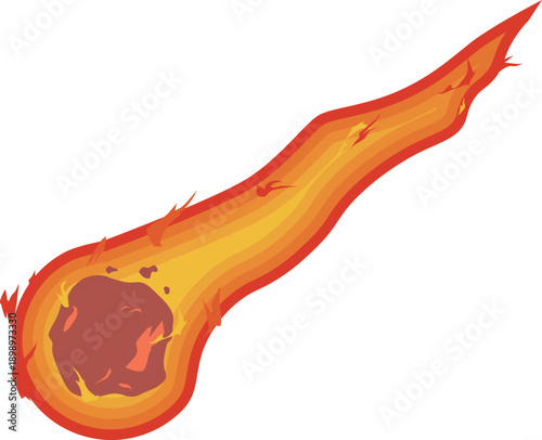 燃え盛りながら落ちてくる隕石のイラスト