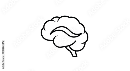 Simple line drawing of a human brain on a white background