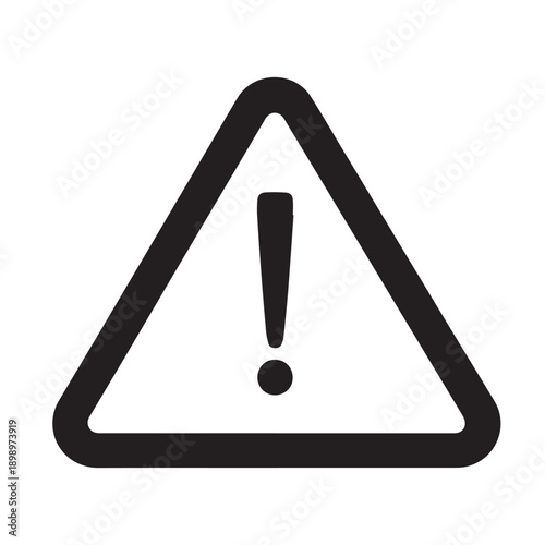 Warning triangle icon with exclamation mark indicating alert and caution in design.