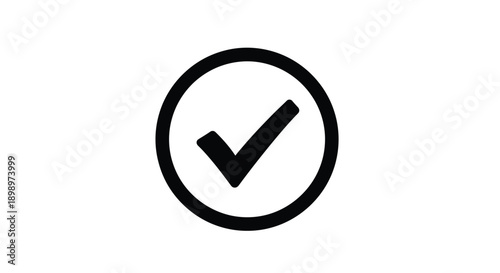 Simple black checkmark inside a circular outline on a white background