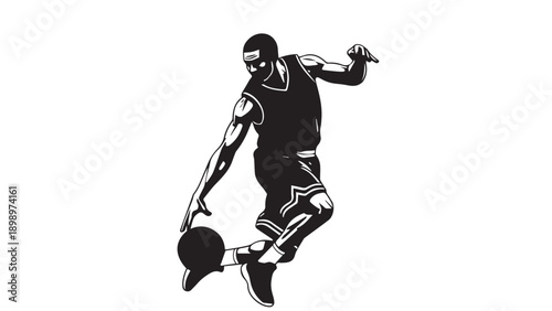 Dynamic silhouette of a soccer player in action kicking a ball during play.
