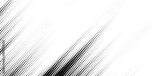 Vector black and white halftone gradient banner, texture template made of lines style