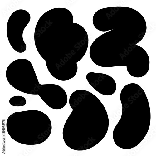 Set of vector brush strokes, various shapes. Collection of hand drawn different graphic elements.
