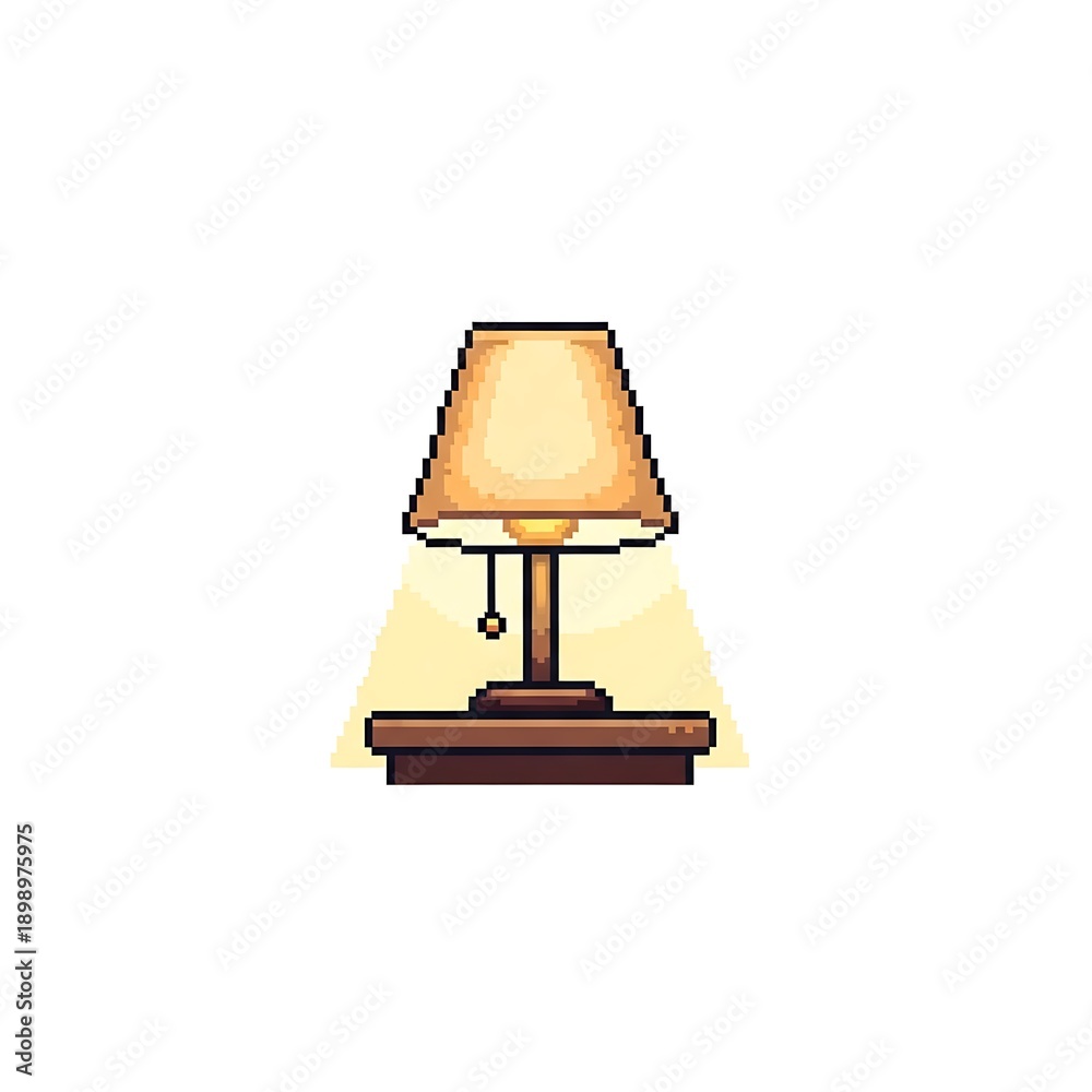 Obraz premium Pixel art illustration of a bedside lamp glowing softly