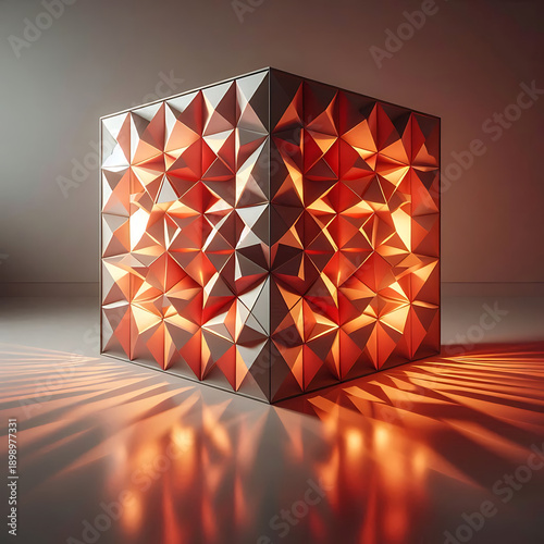 Geometric Glow Abstract Tessellated Art in Warm Light