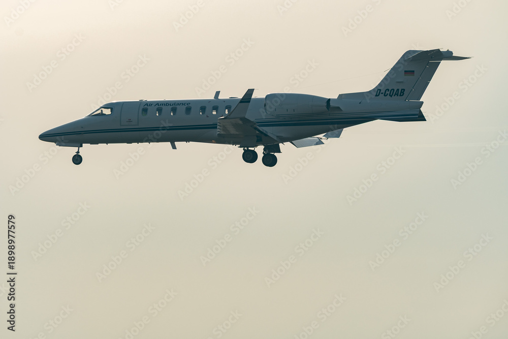 Fototapeta premium D-CQAB Quick Air Jet Charter air ambulance Learjet 45 jet in Zurich in Switzerland 22.1.2026