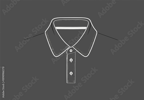 Minimalist Polo Shirt Collar and Buttons Line Art.