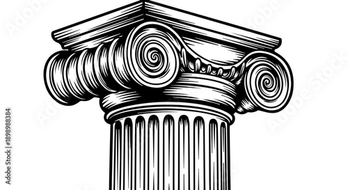 Upper portion of a classical Corinthian column with ornate capital and fluted shaft