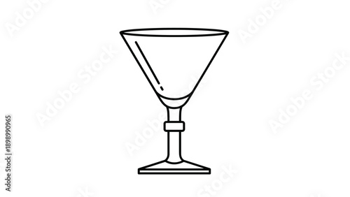 Simple black outline of an empty martini or cocktail glass with a long stem for bar and restaurant menu drink illustrations.