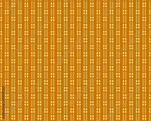 落ち着いたブラウンとゴールドの幾何学模様シームレス背景テクスチャ。長方形とスクエアを組み合わせたレトロモダンなストライプデザイン。パッケージ、インテリアの壁紙、ビジネス資料やWebサイトのバックグラウンドに最適な抽象パターン素材。