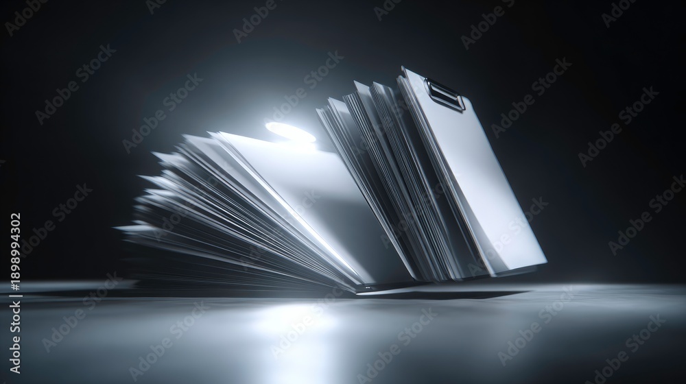 Fototapeta premium Open Book with pages scattering in light
