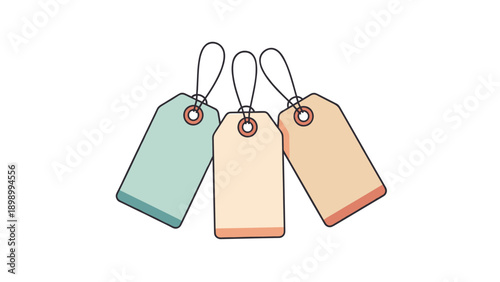Minimal pastel price tags with strings in flat design