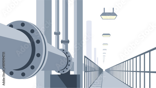 Industrial pipeline and walkway design in modern architectural style
