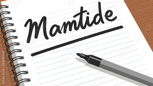 Notebook with spiral binding and pen on desk