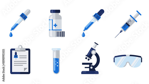 Essential laboratory equipment icons for scientific research and