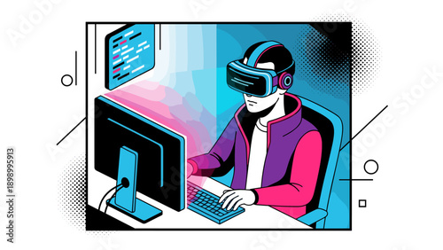 Immersive virtual reality experience in a modern office setting