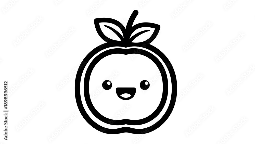 Naklejka premium Simple Cartoon Apple Illustration Design.