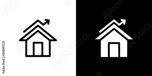 Property Value icon concept with flat Black White Background. Vector illustration.