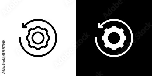 Return icon concept with flat Black White Background. Vector illustration.