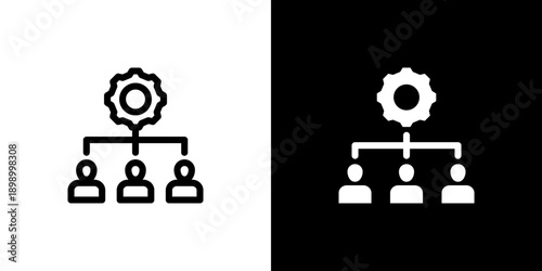 Organization Structure icon concept with flat Black White Background. Vector illustration.