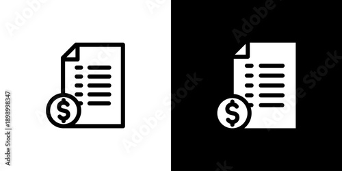 Invoice icon concept with flat Black White Background. Vector illustration.