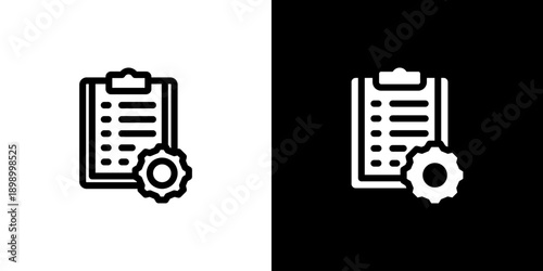 Project Management icon concept with flat Black White Background. Vector illustration.