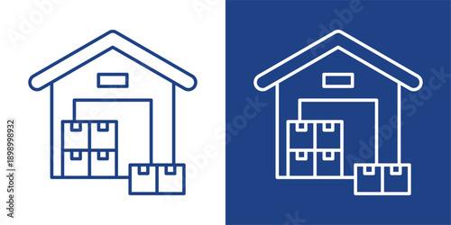 Warehouse Blue And White Icon Style Collection