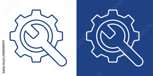 Manufacturing Blue And White Icon Style Collection
