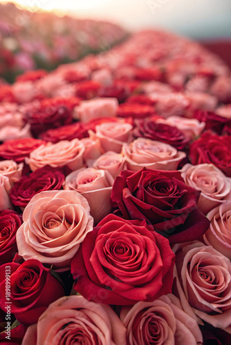 Romantic Red and Pink Roses Floral Background