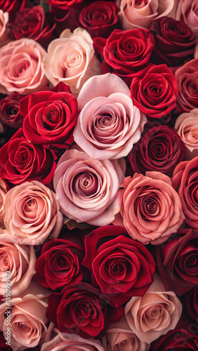 Romantic Red and Pink Roses Floral Background