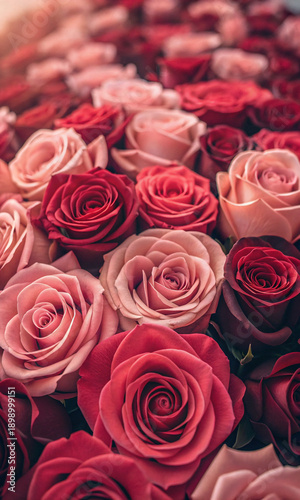 Romantic Red and Pink Roses Floral Background