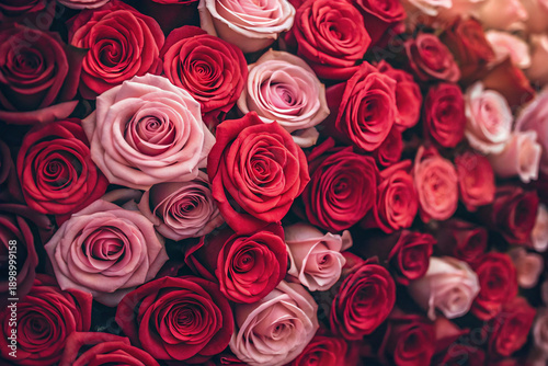 Romantic Red and Pink Roses Floral Background