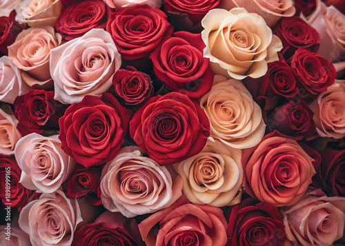 Romantic Red and Pink Roses Floral Background