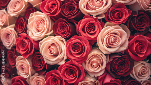 Romantic Red and Pink Roses Floral Background