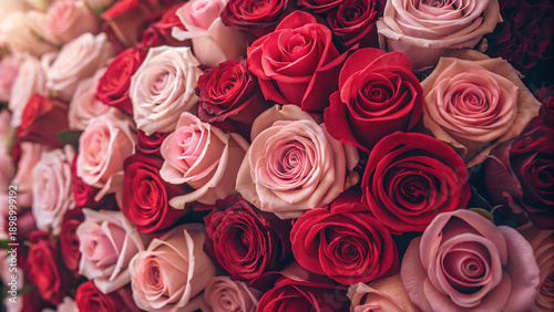 Romantic Red and Pink Roses Floral Background