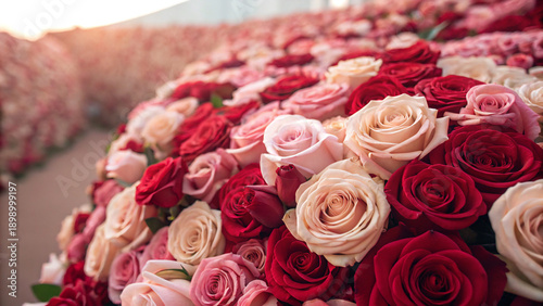 Romantic Red and Pink Roses Floral Background