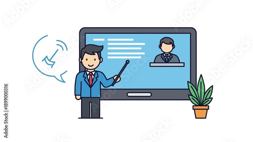 Man pointing at screen with colleague.