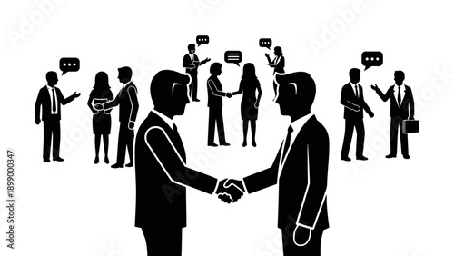 Two businessmen shaking hands in agreement.