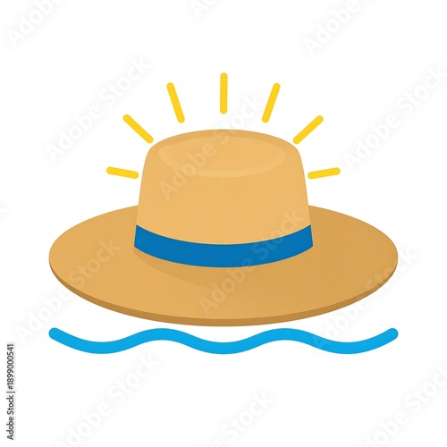 Sun hat with sunlight and water elements graphic design illustration