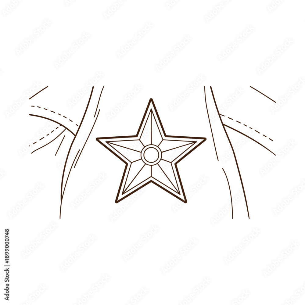 Obraz premium Simple line drawing of a star shaped medal on a white background