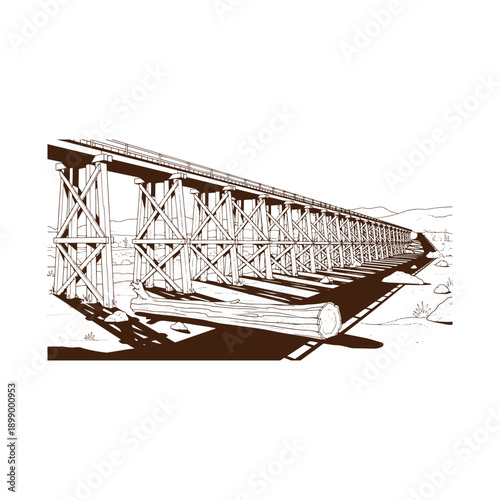  Vintage railway bridge illustration
