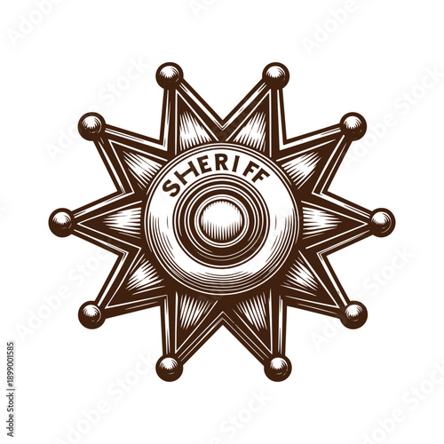  Sheriff badge illustration on white background