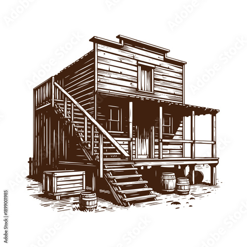  Old wooden house with porch and staircase