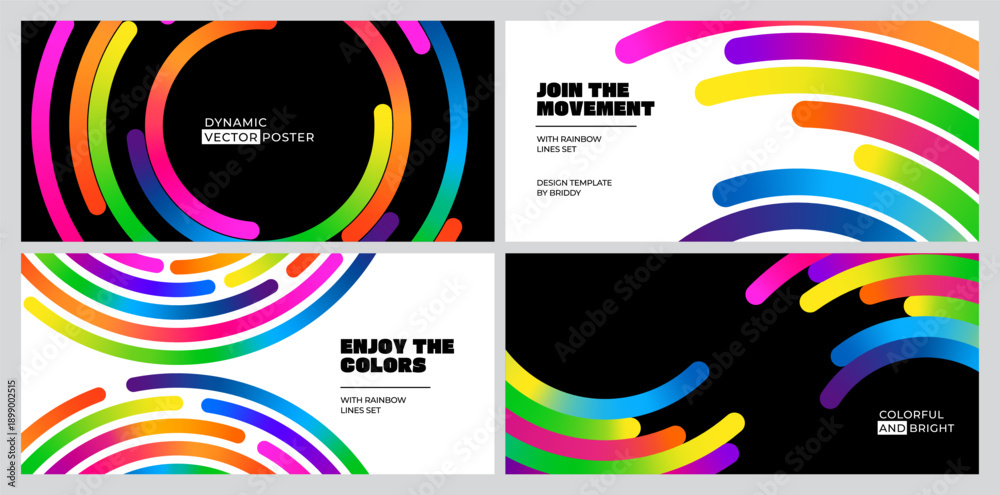 Fototapeta premium Circle Line Graphic Pattern. Color Gradient Wave Line Abstract Background. Circular Curve Shape Rainbow Ribbons. Round Neon Colored Dynamic Posters