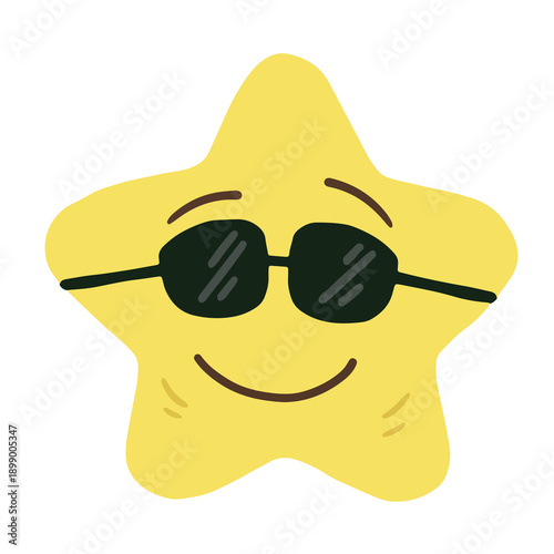 Cool Star with Sunglasses Cartoon Illustration